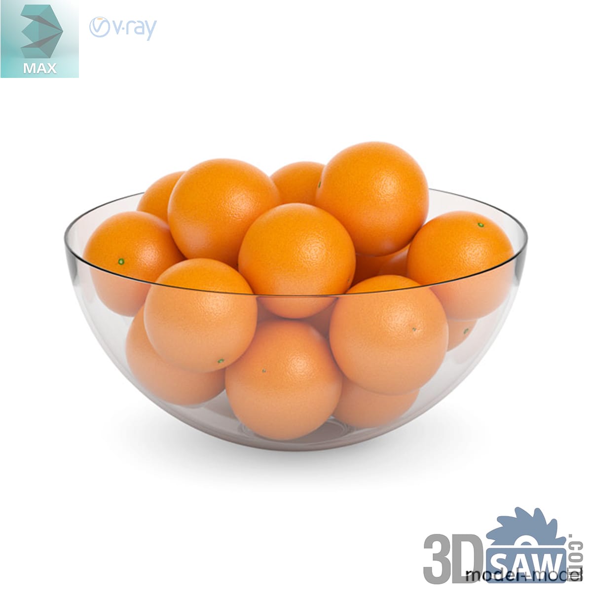 Clear glass hemisphere bowl piled high with whole oranges