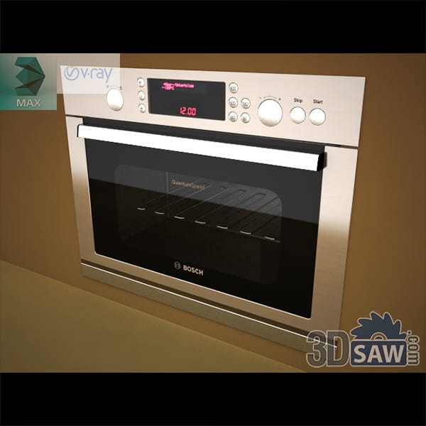 Compact built-in oven in a brushed stainless frame with a black glass door, bar handle, two knobs, a digital display and function buttons