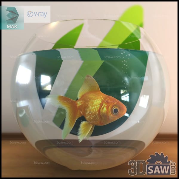 Classic round glass goldfish bowl with a single orange goldfish and a green plant