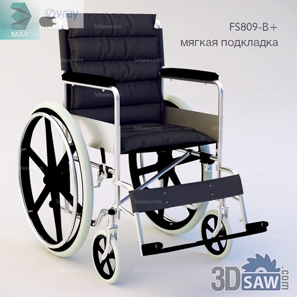 Manual folding wheelchair with a black padded seat, chrome frame and large rear push-rim wheels