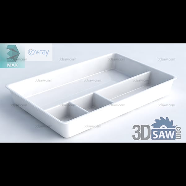 White moulded medical instrument tray with one large bay and several small divided compartments