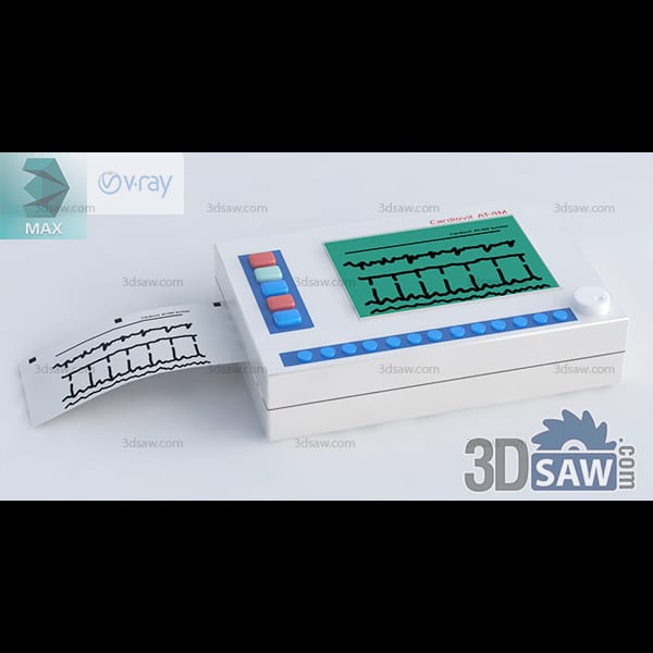 Compact white ECG machine with a green waveform screen and a paper trace feeding from the printer