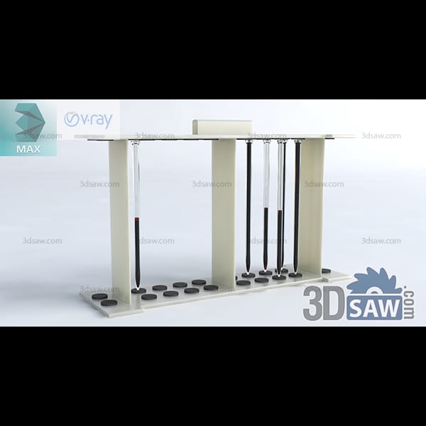 Cream laboratory rack holding a row of capillary pipettes and glass test tubes on foot pads