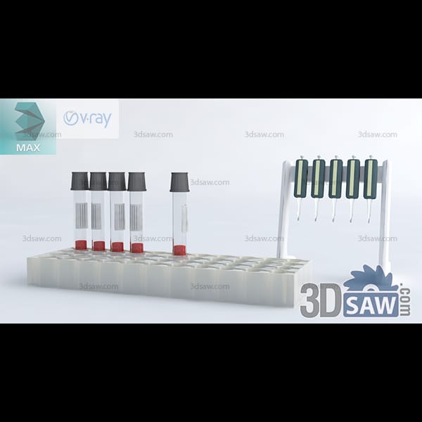 White foam rack of red-capped blood collection tubes beside a small stand of capillary pipettes