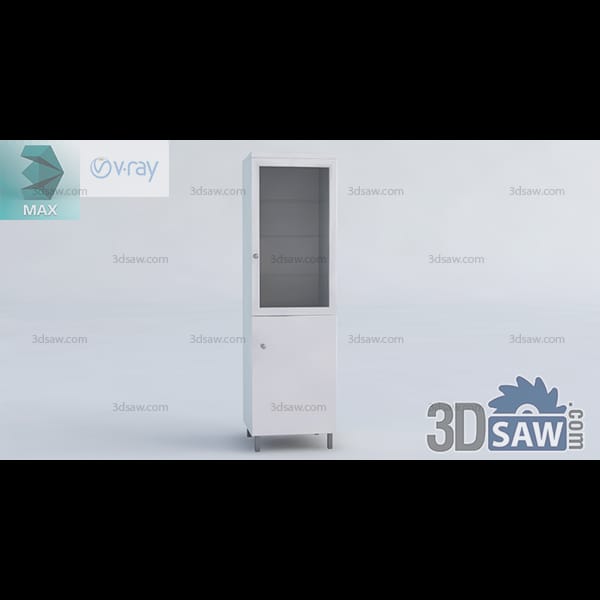 Tall narrow white medical cabinet with a frosted-glass upper door and a solid lower cupboard