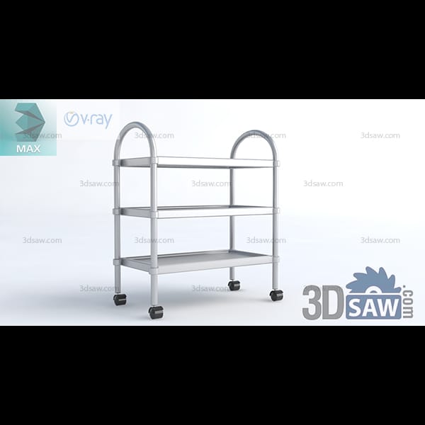 Three-tier aluminium utility cart with an arched push handle and small swivel castors