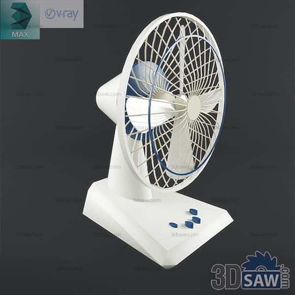 Minimalist white desk fan with lattice grille and blue controls