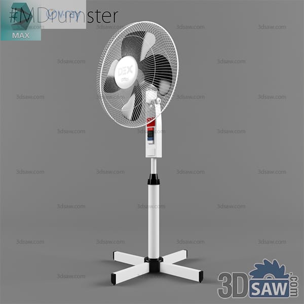 Industrial pedestal fan with black blades and exposed column control panel
