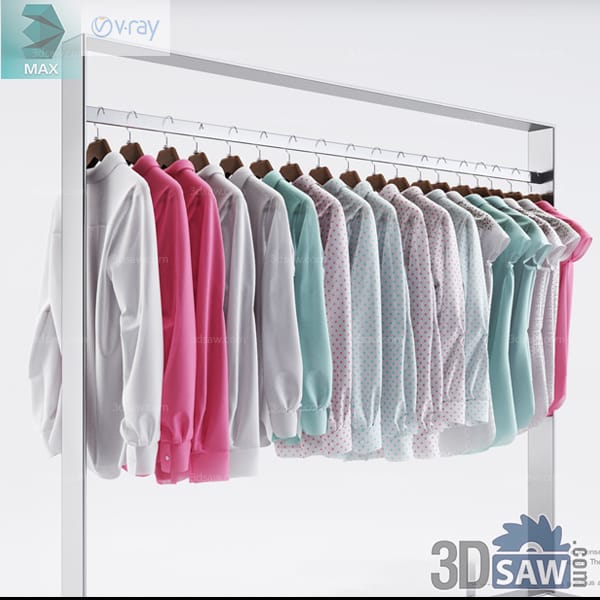 Pastel sweatshirts and patterned tops arranged on a retail clothing rail