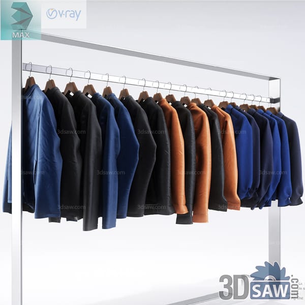 Dark jackets in navy, black, brown, and blue on a retail rack