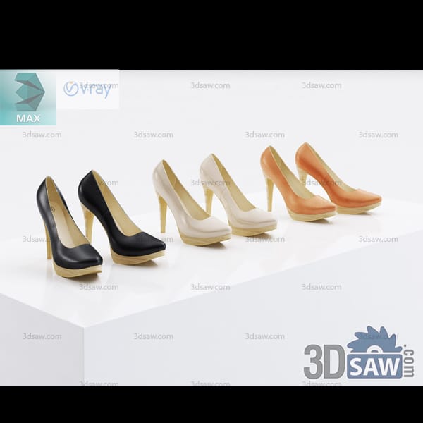 Black, ivory, and peach platform pumps with slender stiletto heels