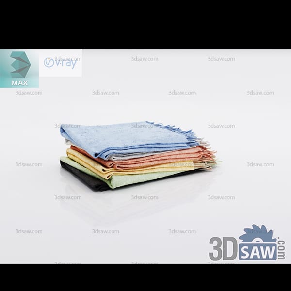 Folded fringed cotton towels in pastel blue, coral, yellow, mint, and black