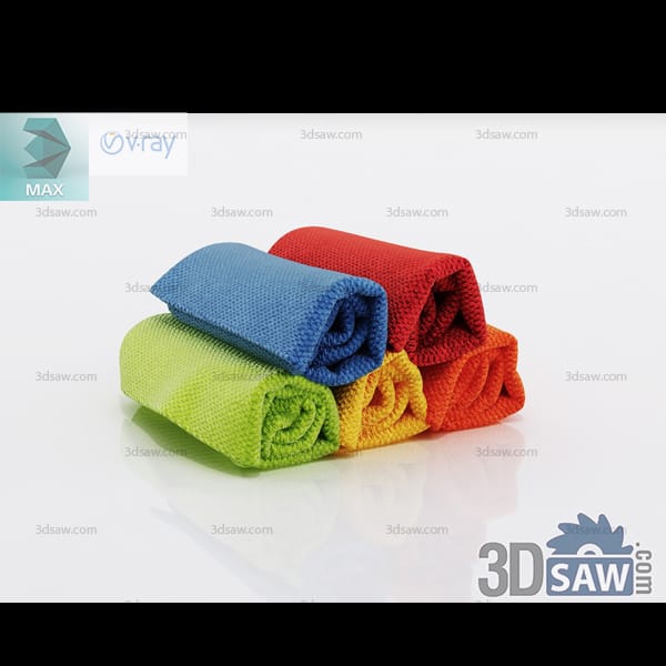 Rolled microfiber towels in green, blue, yellow, orange, and red