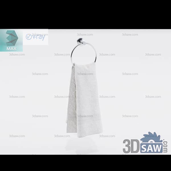 White hand towel hanging from a circular chrome wall ring