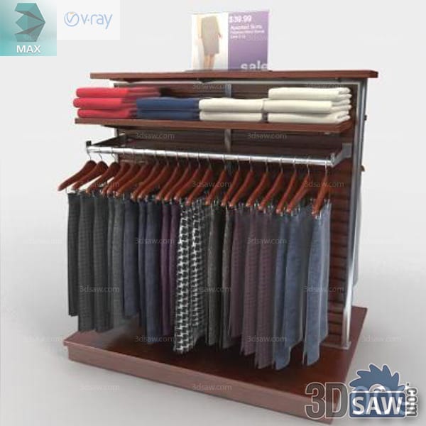 Dark patterned trousers hanging below folded red navy and cream garments