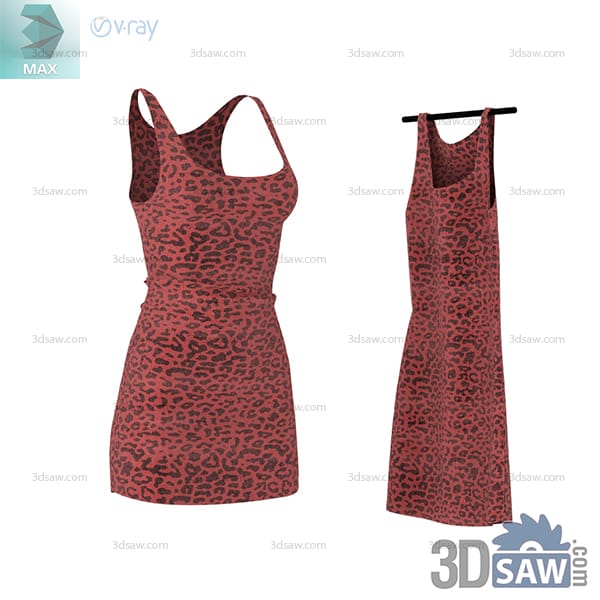 Front and side views of a fitted red and black animal-pattern mini dress