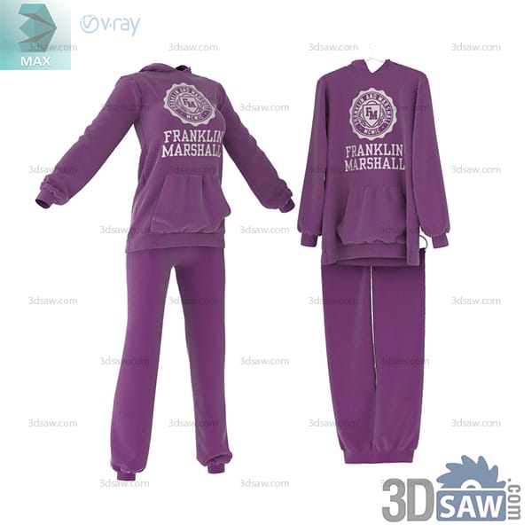 Purple hooded sweatshirt and matching relaxed trousers with a generic chest graphic