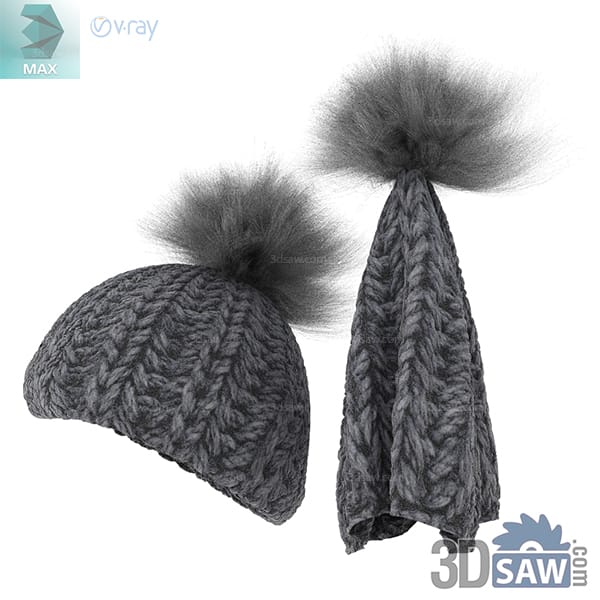 Charcoal cable-knit winter beanie with a ribbed edge and fluffy pom-pom