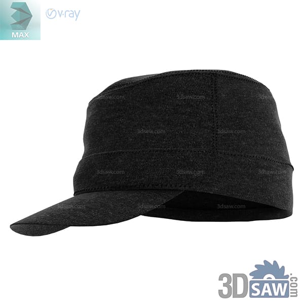 Black military-style cap with a tall cylindrical crown and short visor