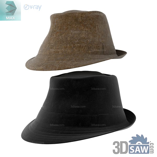 Brown and black felt bucket hats with tapered crowns and downturned brims