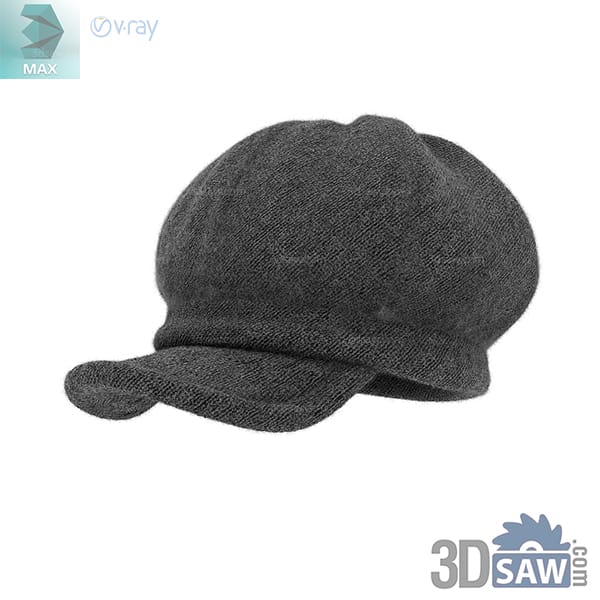 Charcoal slouchy newsboy cap with rounded gathered crown and short visor