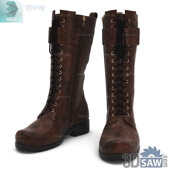 Distressed brown lace-up combat boots with front zips and brass eyelets