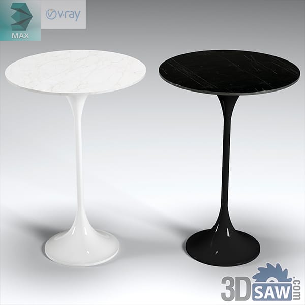 Minimalist black and white marble pedestal side tables