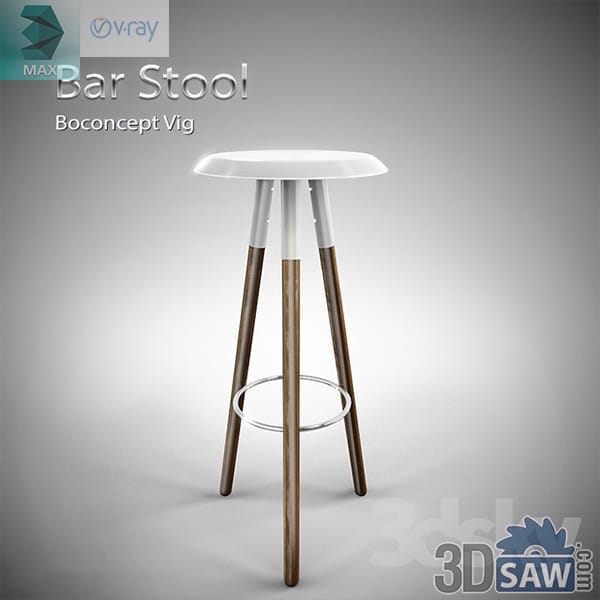 Scandinavian white bar stool with tapered oak legs and circular footrest