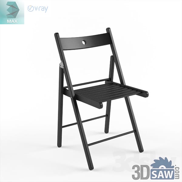 Industrial black folding chair with slatted seat and tubular frame