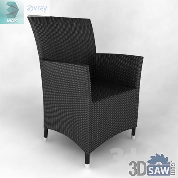 Contemporary black wicker armchair with high back and square arms