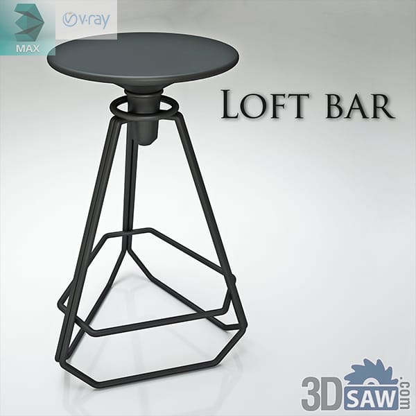 Industrial black loft bar stool with geometric steel footrest