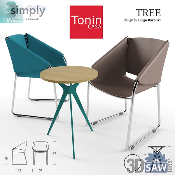Contemporary upholstered lounge chairs with a round wood side table