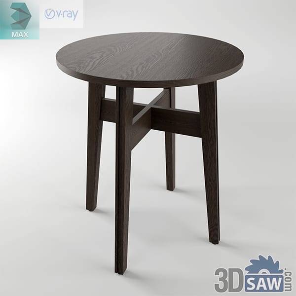 Mid-century dark oak round table with cross-braced tapered legs
