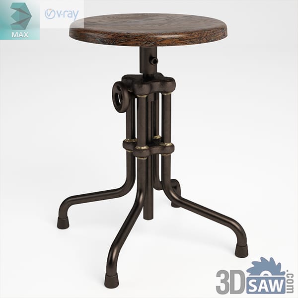 Vintage industrial adjustable workshop stool with aged wood seat