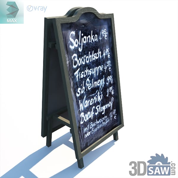 Rustic A-frame chalkboard menu sign with dark wood frame