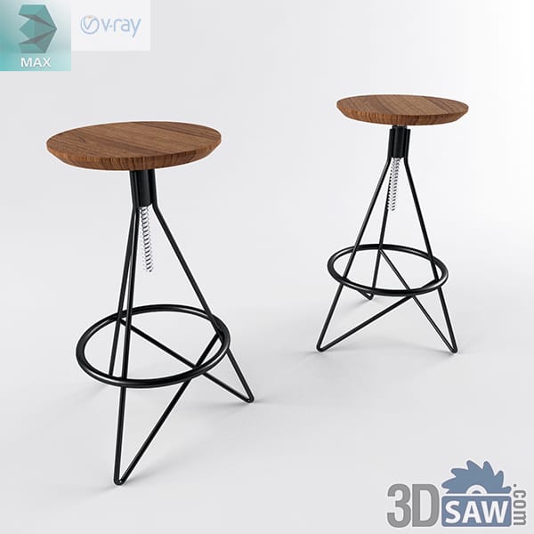 Industrial walnut adjustable bar stools with black tripod frames