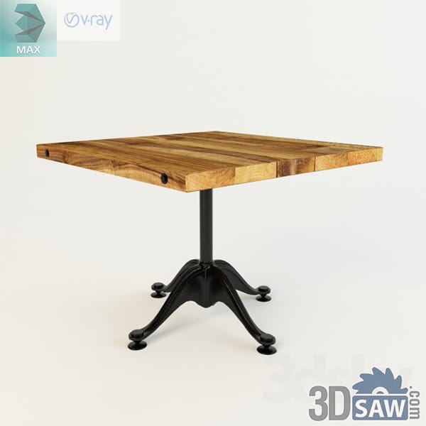 Rustic square oak dining table on a black cast iron pedestal