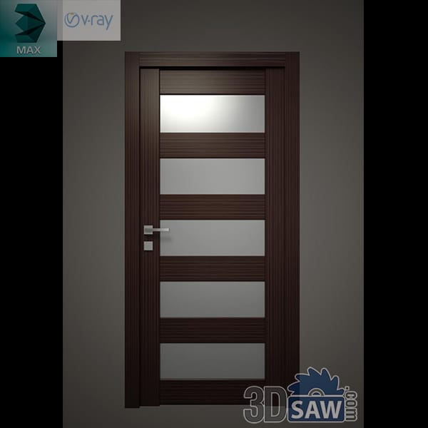 Dark wenge door with five frosted glass bands and a stainless lever handle