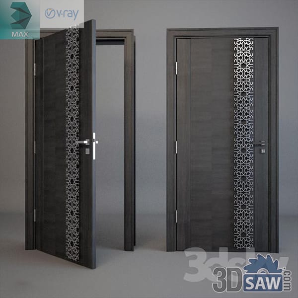 Two anthracite doors with a full-height laser-cut metal lattice strip beside the hinge stile