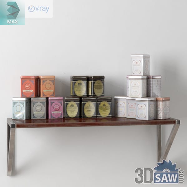 About a dozen lithographed tea caddy tins stacked into pyramids in terracotta, gold and grey