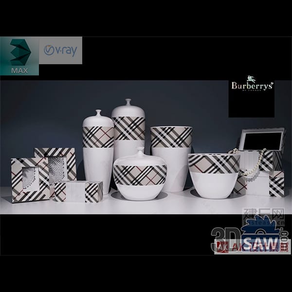 Plaid pattern lidded jars, bowl and gift box tableware set