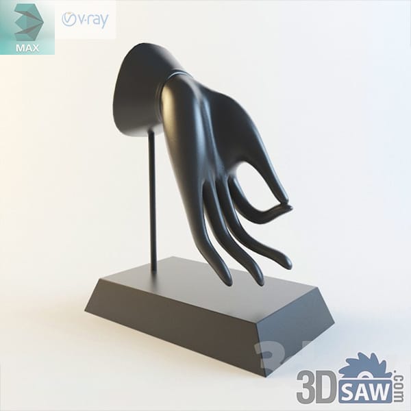 Matte black display hand sculpture on an angled wedge base