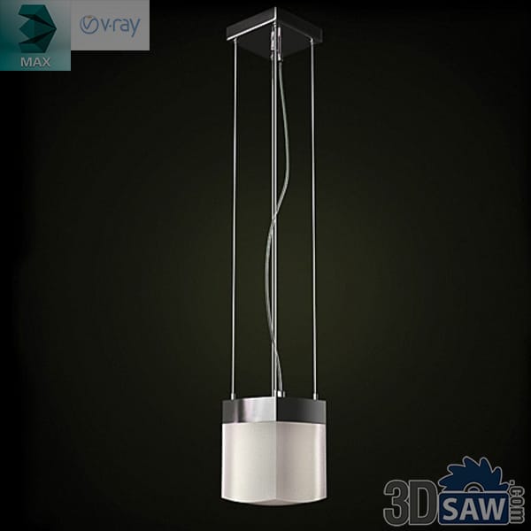 Square drum-shade pendant light hanging from rods on a ceiling canopy