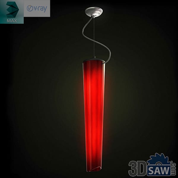 Tapered red ribbed glass cylinder pendant light on a looping cable