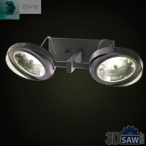 Twin-head security floodlight with two pivoting round reflector lamps