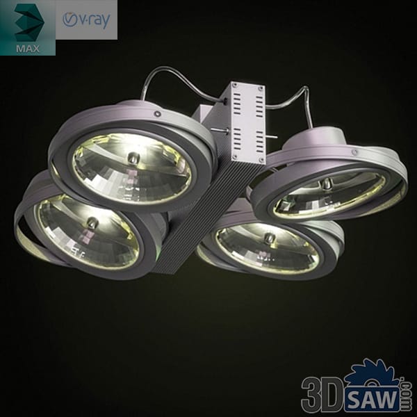 Four-head security floodlight with independently aimed round reflectors