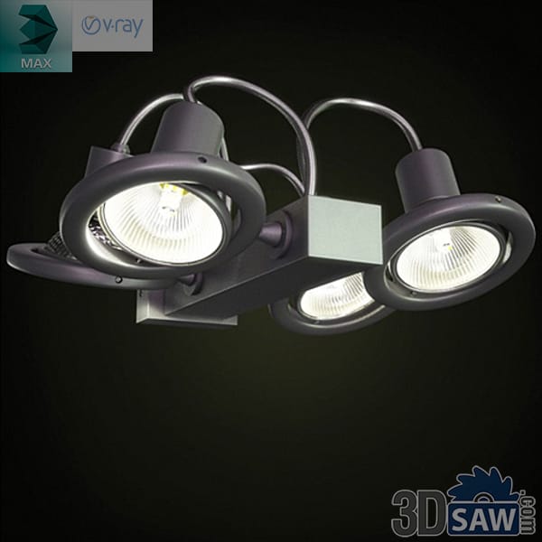 Three-head security floodlight with swiveling round reflector lamps