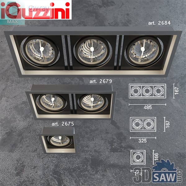 Recessed black cardan downlight modules with one, two and three AR111 reflectors