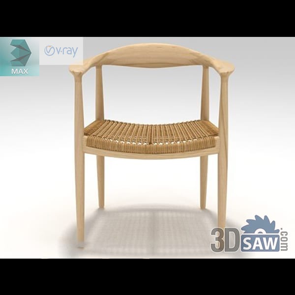 Light ash round chair with curved open arms and a hand-woven natural cord seat