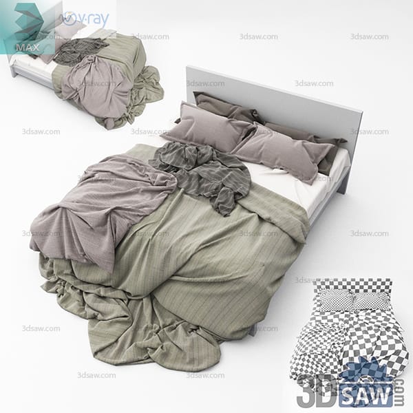 White panel bed with tangled sage and mauve duvets, plus alternate view and UV checker